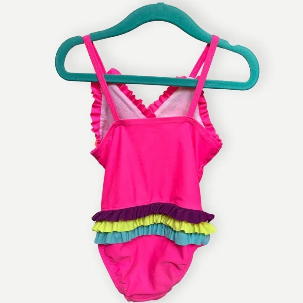 Children’s Place Girls Kids One Piece Pink Ruffle Bathing Suit Swimsuit. 3. 3T.